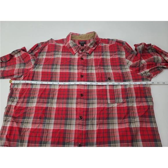 Filson Rustic Oxford Shirt Red Khaki Grey Cotton Size XL Mens - Picture 6 of 8